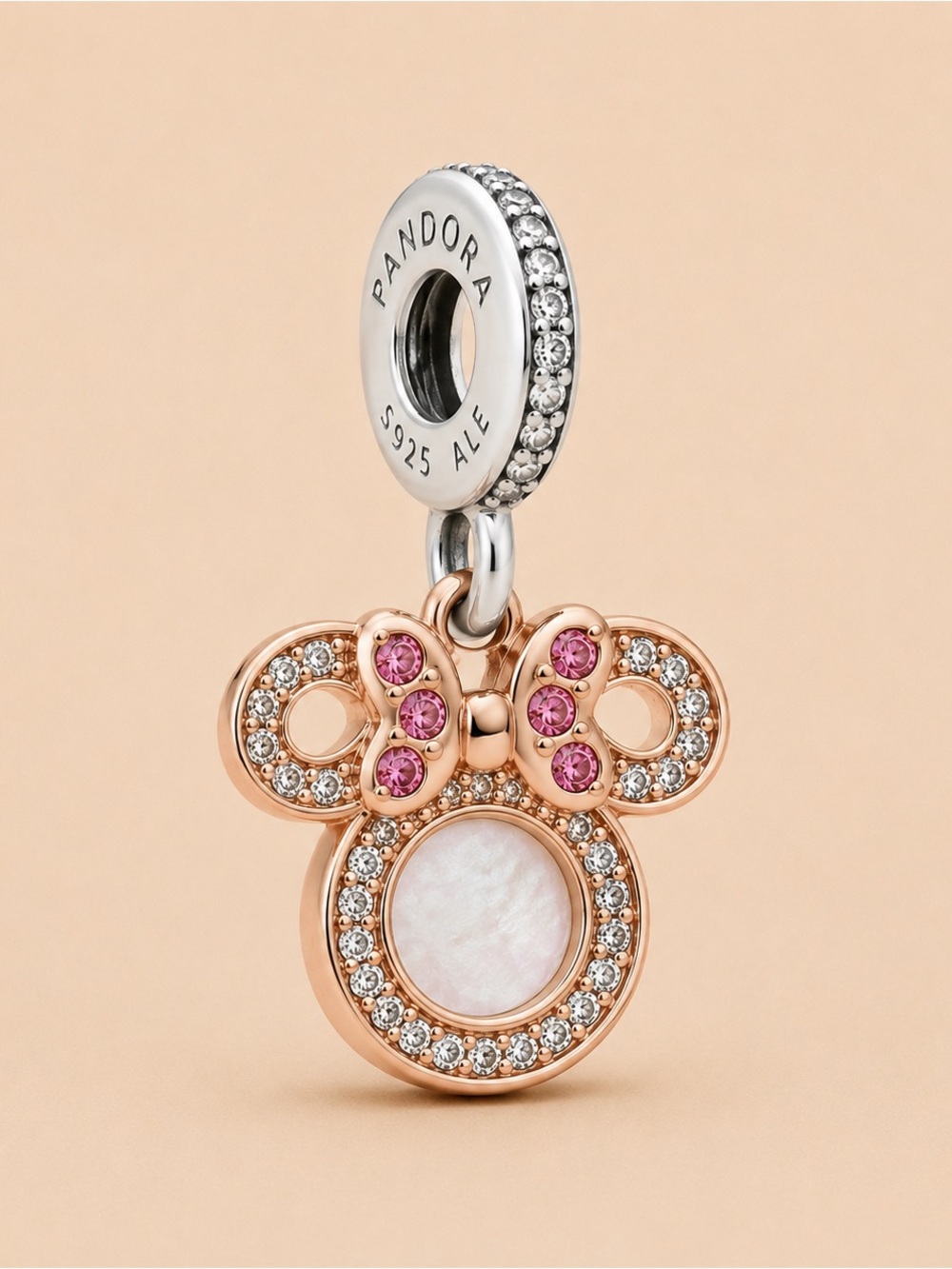 Pandora Rose Gold Charm with Pink Crystals and Mother-of-Pearl